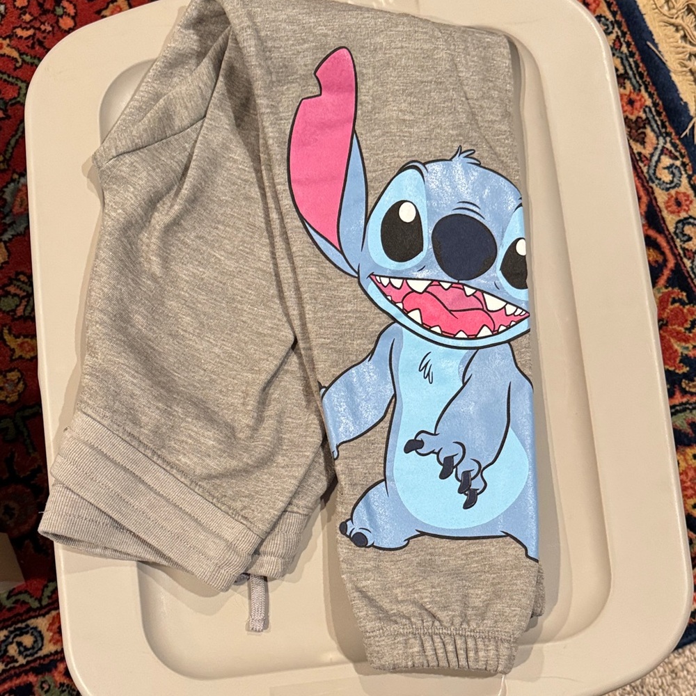 Disney Gray Joggers with Blue and Pink Character